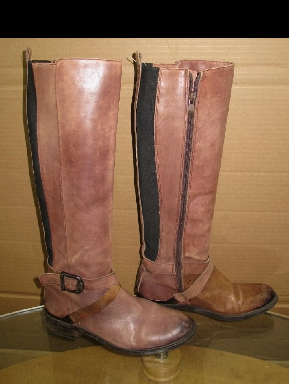 Vince Camuto Women's Knee High Riding Boots Brown Distressed Leather  Size 6.5
